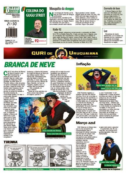 contra capa edição impressa do dia 22/03/2025